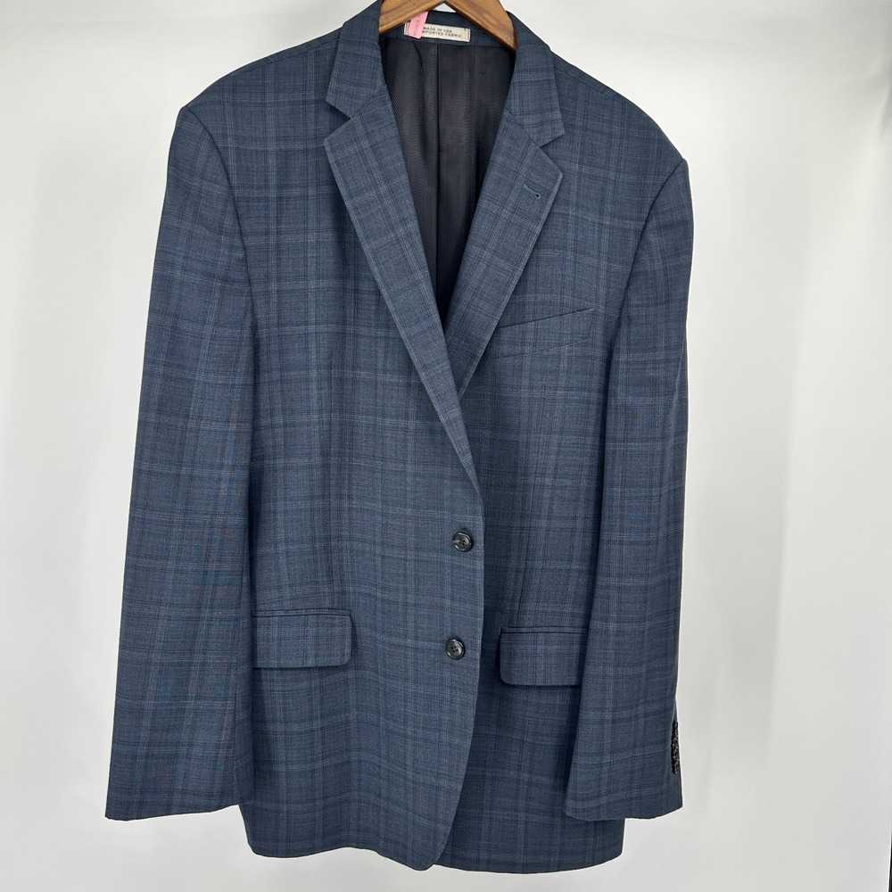 Vintage Joseph Abboud Ermenegildo Zegna Glen Plaid Sport Coat Mens 44L Union USA